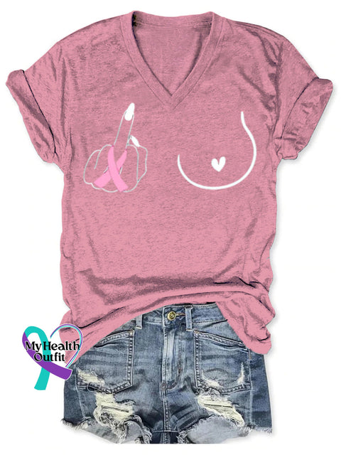 Women’s Breast Cancer Awareness Art V neck Casual T Shirt LightPink / S
