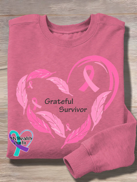 Women’s Casual Breast Cancar Awareness Art Print Hoodie Pink / S