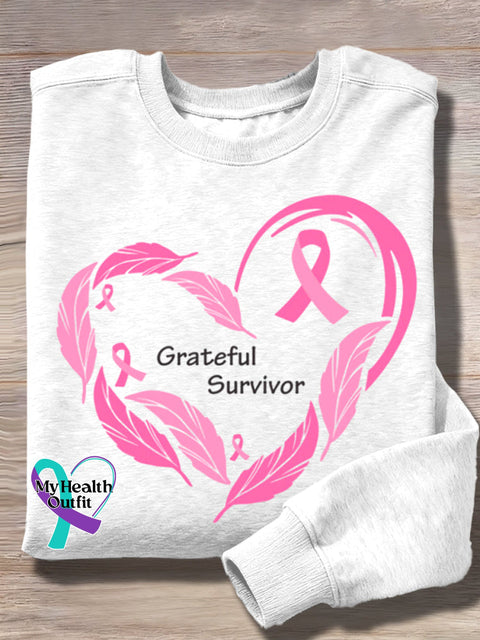 Women’s Casual Breast Cancar Awareness Art Print Hoodie White / S