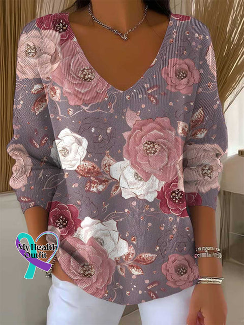 Women’s Breast Cancer Awareness Casual Pullover Sweater Multicolor / S