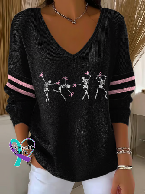 Women’s Breast Cancer Awareness Casual Pullover Sweater Multicolor / S