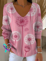 Women’s Breast Cancer Awareness Dandelion Casual Pullover Sweater Multicolor / S
