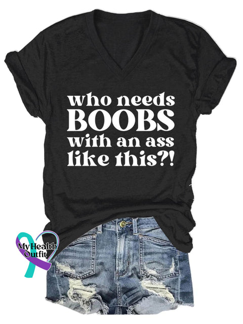 Women’s Breast Cancer Awareness Fight Print V-Neck Casual T-Shirt Black / S