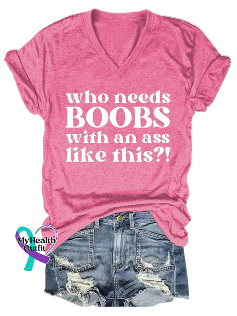 Women’s Breast Cancer Awareness Fight Print V-Neck Casual T-Shirt Pink / S