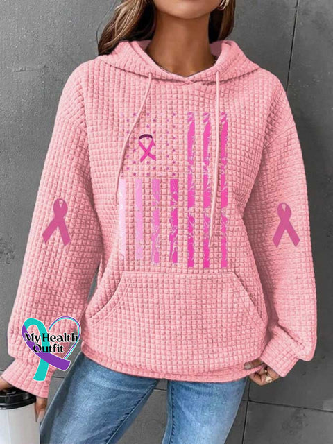 Womens Breast Cancer Awareness Flag Hoodie Pink / S