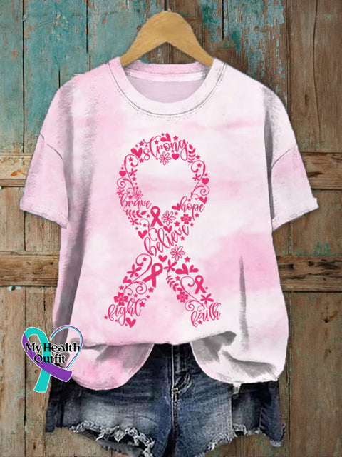 Women’s Breast Cancer Awareness Pink Ribbon Tie-Dye T-Shirt / S