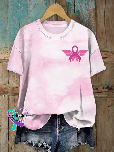 Women’s Breast Cancer Awareness Pink Ribbon Tie-Dye T-Shirt / S