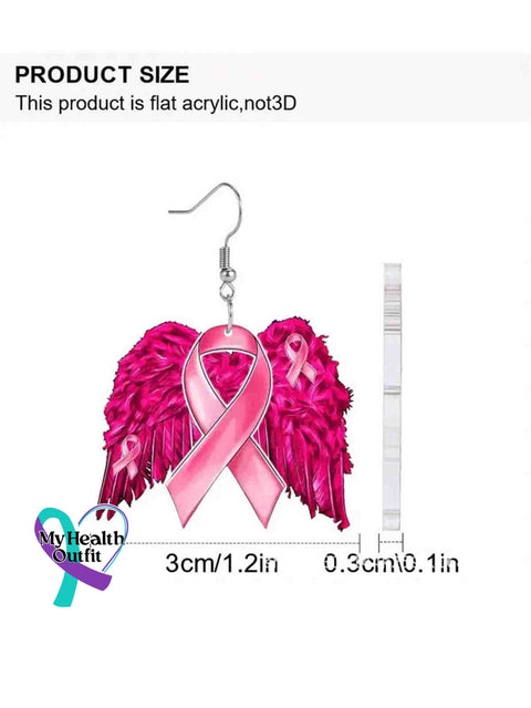 Women’s Breast Cancer Awareness Pink Wing Earrings Pink / Size