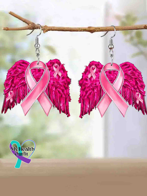 Women’s Breast Cancer Awareness Pink Wing Earrings Pink / Size