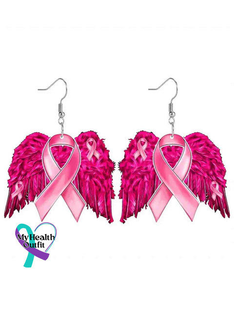 Women’s Breast Cancer Awareness Pink Wing Earrings Pink / Size