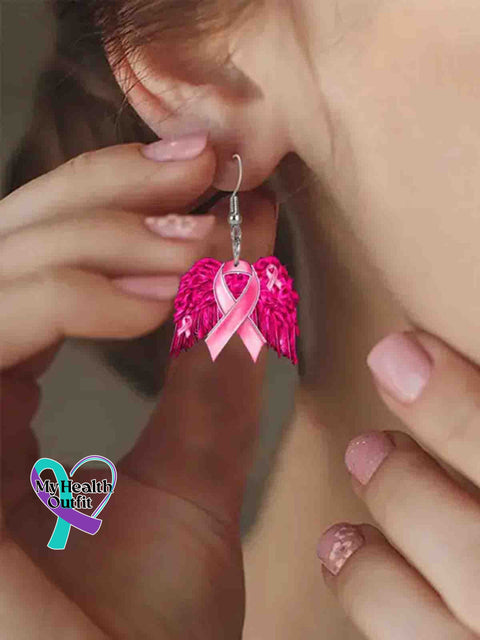 Women’s Breast Cancer Awareness Pink Wing Earrings Pink / Size