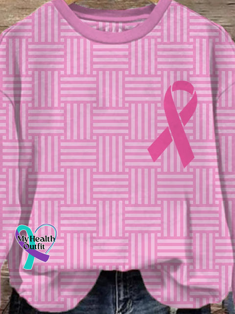 Women’s Breast Cancer Awareness Print Casual Sweatshirt