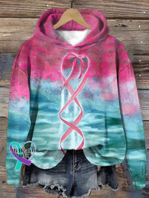 Women’s Breast Cancer Awareness Print Casual Sweatshirt As Shown / S