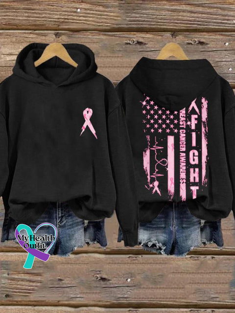 Women’s Breast Cancer Awareness Print Casual Sweatshirt Black / S