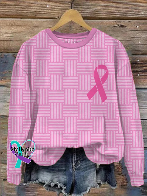 Women’s Breast Cancer Awareness Print Casual Sweatshirt Pink / S
