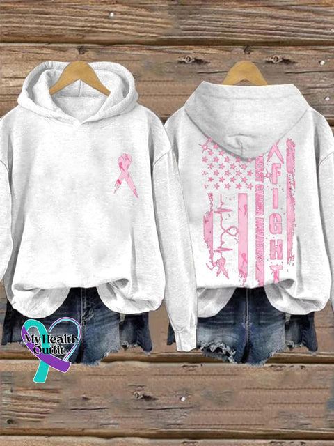 Women’s Breast Cancer Awareness Print Casual Sweatshirt White / S