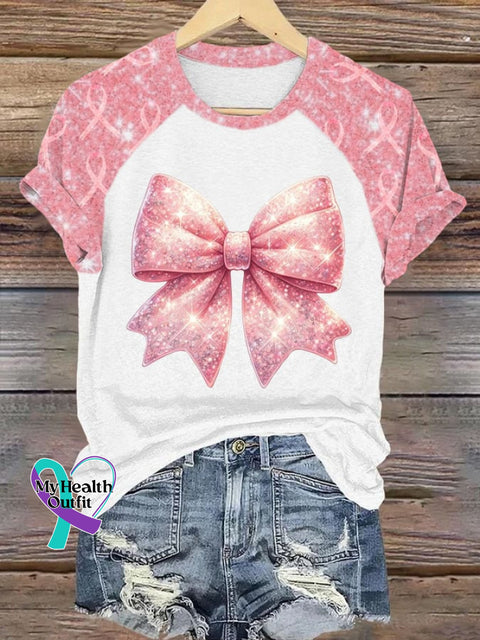 Women’s Breast Cancer Awareness Print Casual T-Shirt As Shown / S