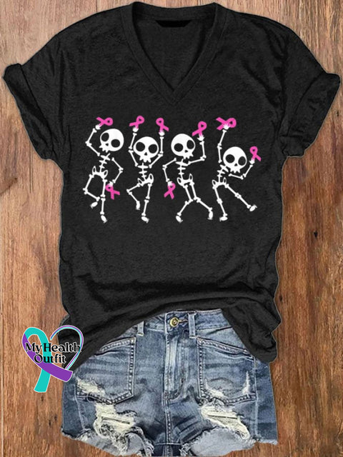 Women’s Breast Cancer Awareness Print Casual T-Shirt Black / S