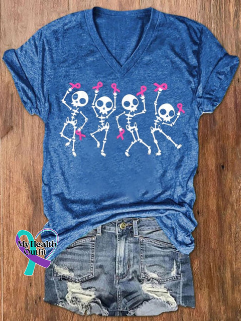 Women’s Breast Cancer Awareness Print Casual T-Shirt Blue / S