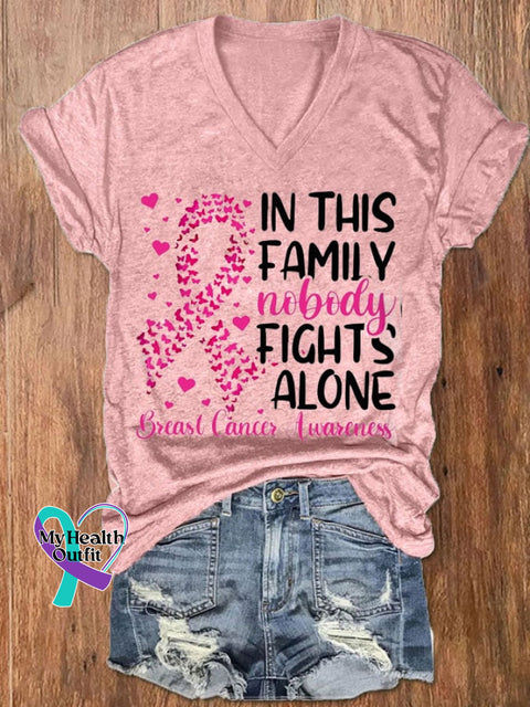 Women’s Breast Cancer Awareness Print Casual T-Shirt Pink / S