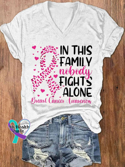 Women’s Breast Cancer Awareness Print Casual T-Shirt White / S