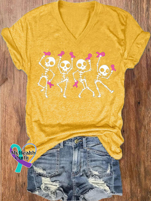 Women’s Breast Cancer Awareness Print Casual T-Shirt Yellow / S