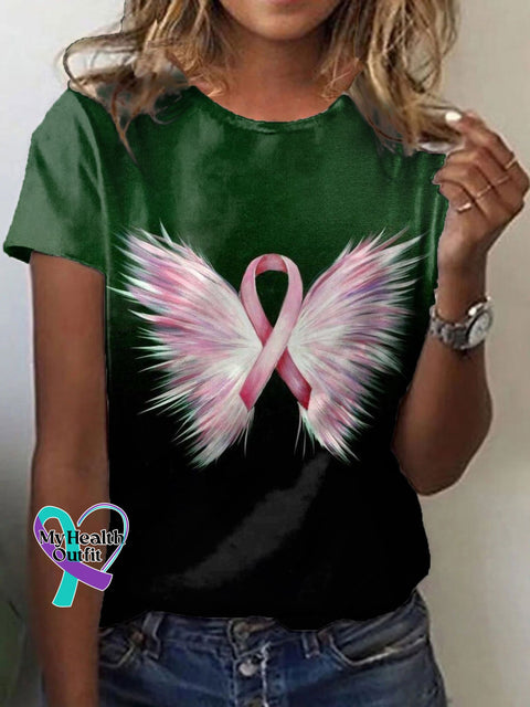 Women’s Breast Cancer Awareness Print Casual Tee As Shown / S