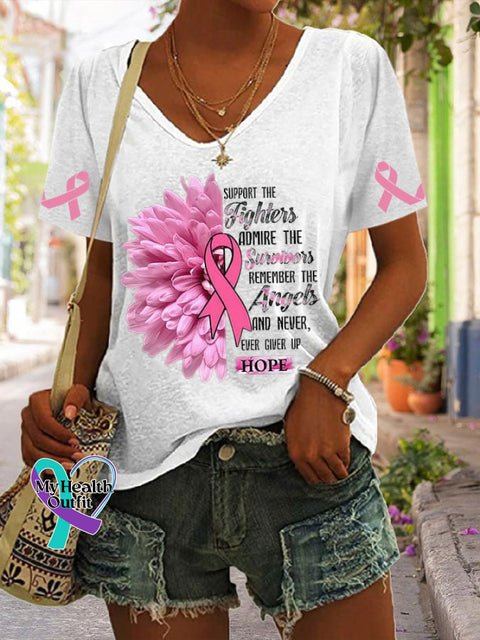 Women’s Breast Cancer Awareness Print Short Sleeve T-Shirt White / S