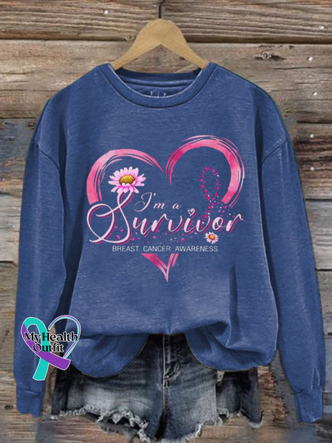 Women’s Breast Cancer Awareness Print Sweatshirt Blue / S
