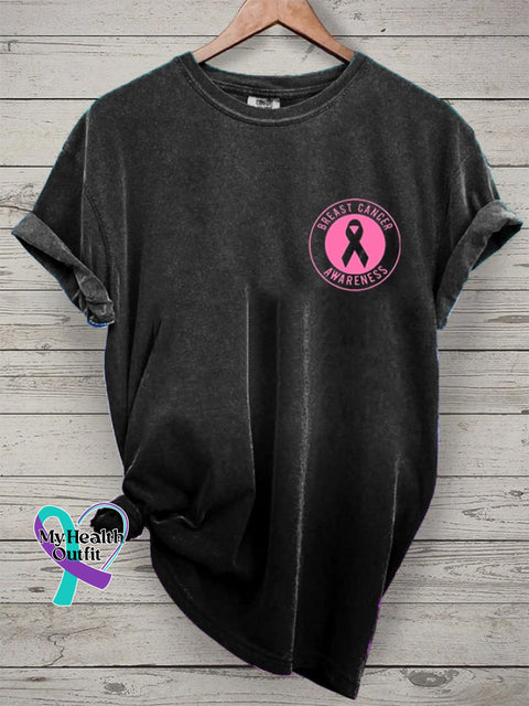 Women’s Breast Cancer Awareness Print T-Shirt Black / S