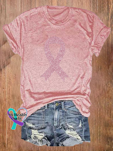 Women’s Breast Cancer Awareness Print T-Shirt Pink / S