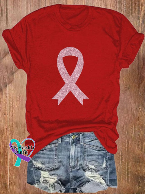 Women’s Breast Cancer Awareness Print T-Shirt Red / S