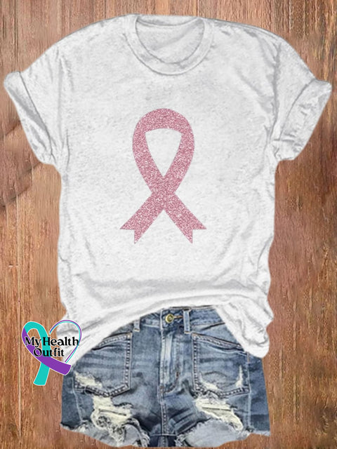 Women’s Breast Cancer Awareness Print T-Shirt White / S