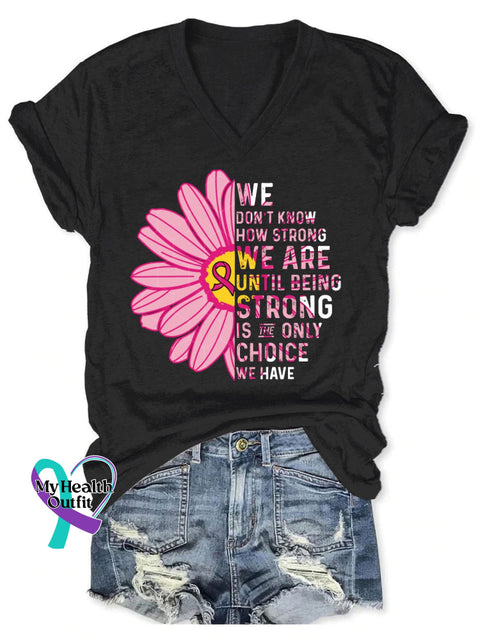 Women’s Breast Cancer Awareness V-Neck Casual T-Shirt Black / S