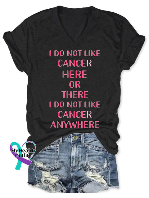 Women’s Breast Cancer Awareness V-Neck Casual T-Shirt Black / S