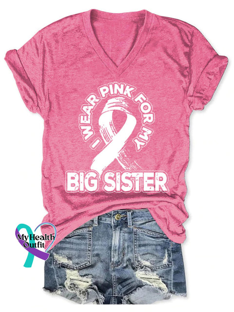 Women’s Breast Cancer Awareness V-Neck Casual T-Shirt Pink / S