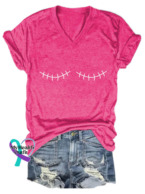 Women’s Breast Cancer Awareness V-Neck Casual T-Shirt Pink / S