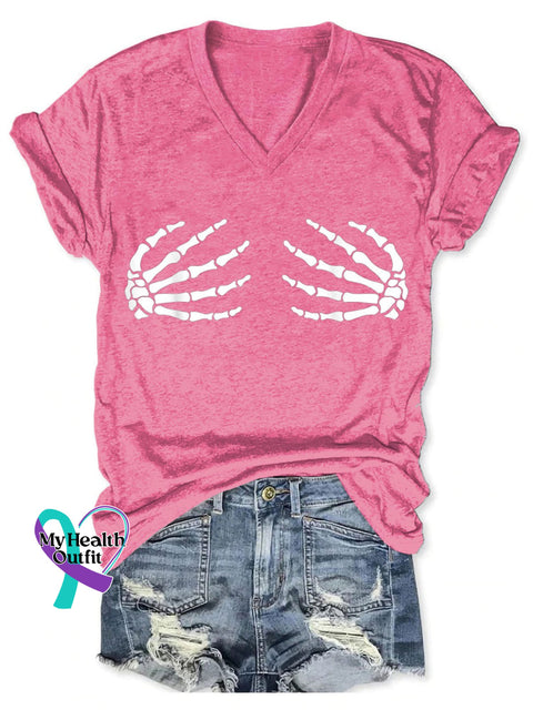 Women’s Breast Cancer Awareness V-Neck Casual T-Shirt Pink / S