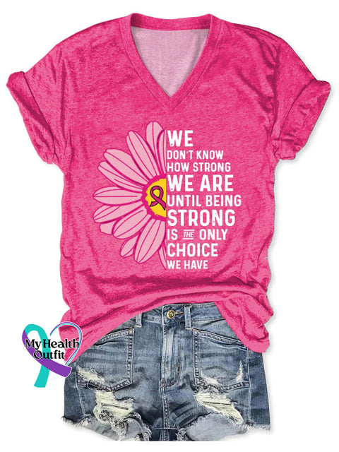 Women’s Breast Cancer Awareness V-Neck Casual T-Shirt Pink / S