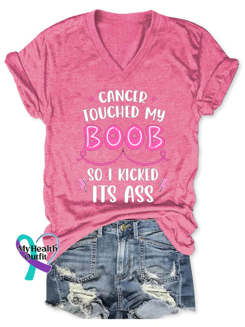 Women’s Breast Cancer Awareness V-Neck Casual T-Shirt Pink / S