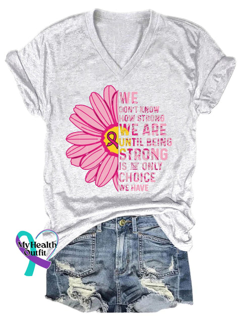 Women’s Breast Cancer Awareness V-Neck Casual T-Shirt White / S