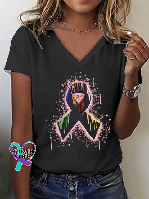 Women’s Breast Cancer Casual Print T-Shirt As Shown / S