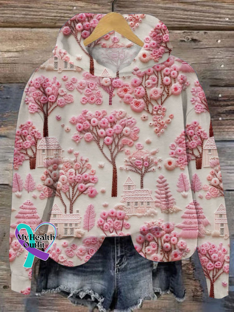 Women’s Breast Cancer Embroidered Printed Jacket Hoodie / S