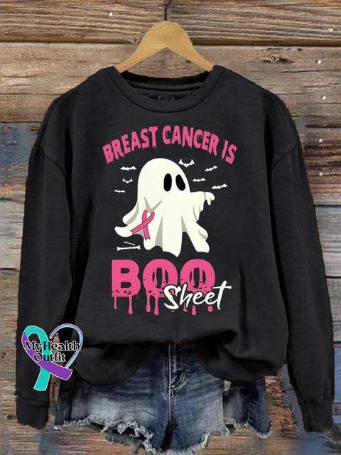 Women’s Breast Cancer Is Boo Hallowen Print Casual Sweatshirt Black / S