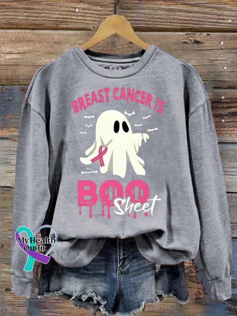 Women’s Breast Cancer Is Boo Hallowen Print Casual Sweatshirt Gray / S