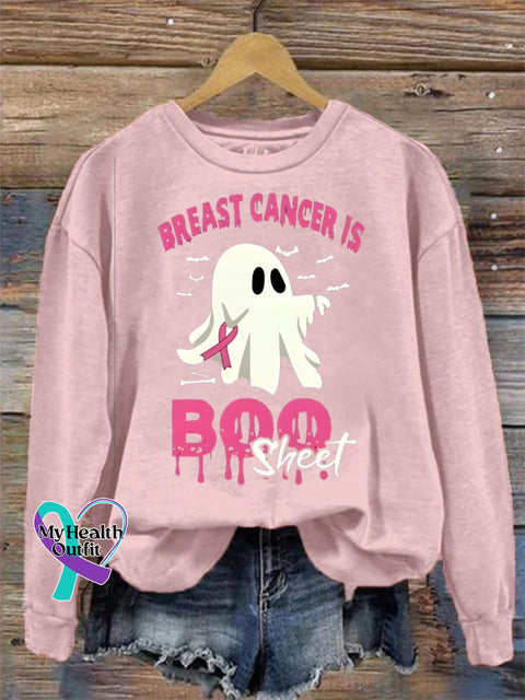 Women’s Breast Cancer Is Boo Hallowen Print Casual Sweatshirt Pink / S