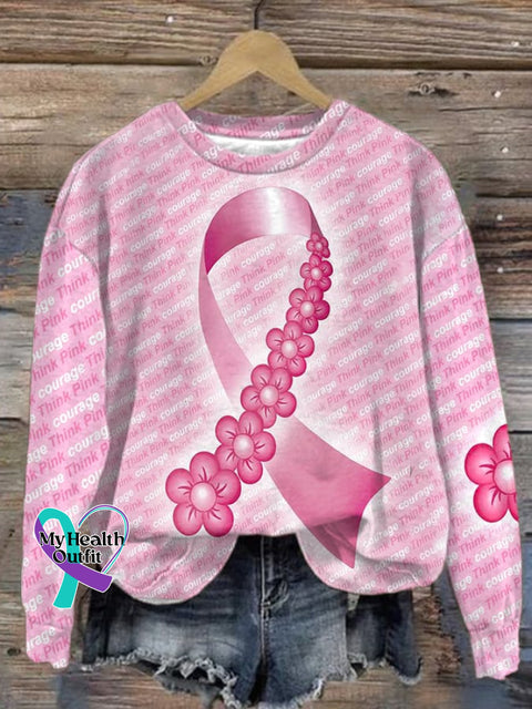 Women’s Breast Cancer Long Sleeve Sweatshirt As Shown / S