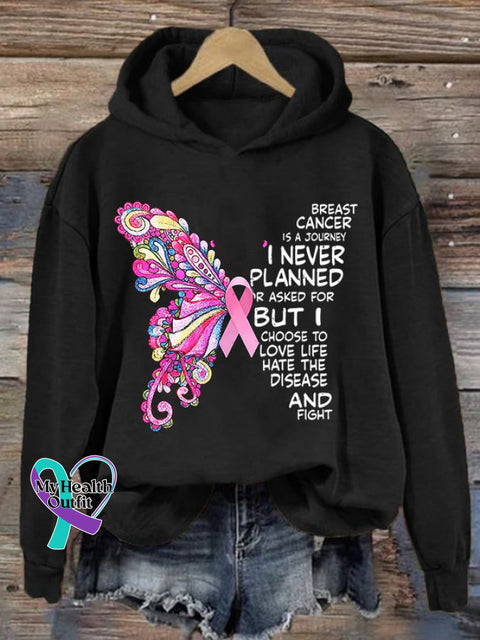 Women’s Breast Cancer Print Hoodie Black / S