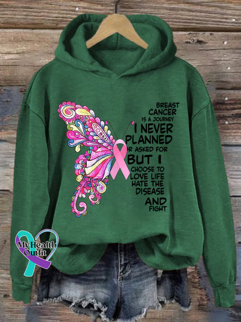 Women’s Breast Cancer Print Hoodie Green / S