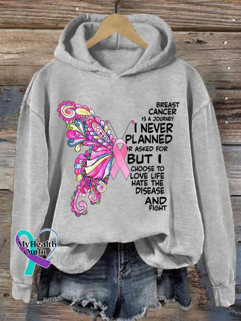 Women’s Breast Cancer Print Hoodie Grey / S